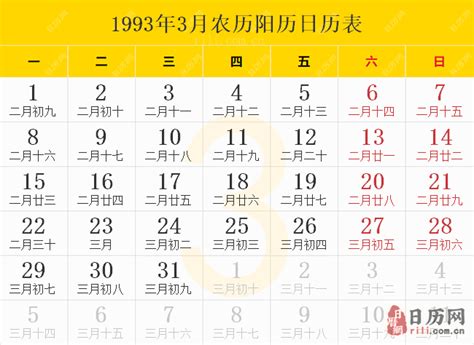 93年农历|1993年农历阳历表,1993年日历表,1993年黄历